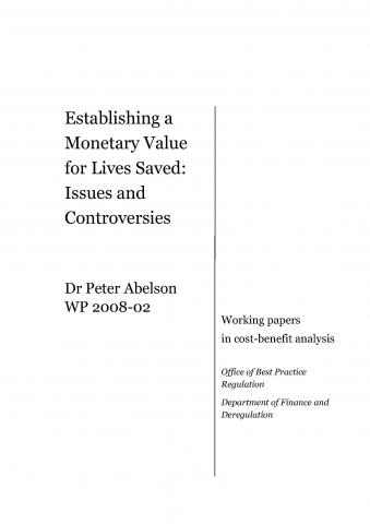 Establishing a monetary value for lives saved: issues and controversies working paper