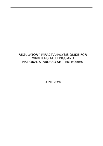 Regulatory Impact Analysis Guide For Ministers’ Meetings And National ...