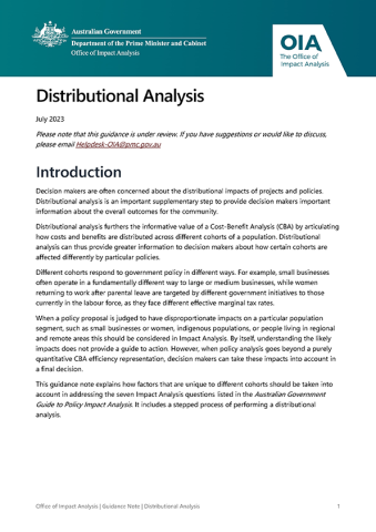 Distributional analysis guidance note