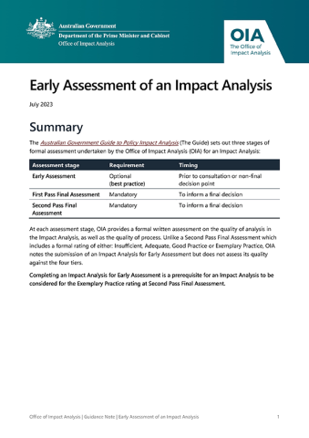 Early Assessment of an Impact Analysis