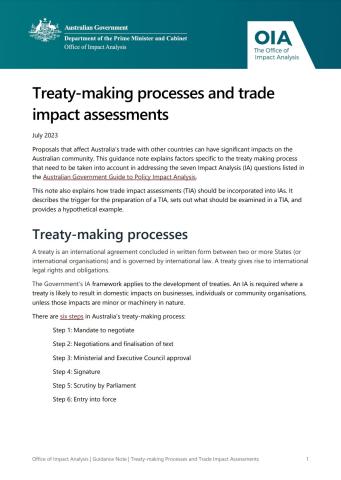 Treaty-making Processes And Trade Impact Assessments | The Office Of ...