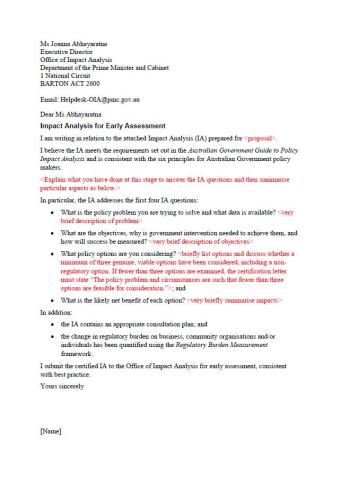 Certfication letter - Early assessment cover