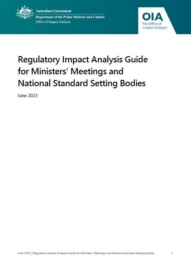 Regulatory Impact Analysis Guide for Ministers' Meetings and National Standard Setting Bodies
